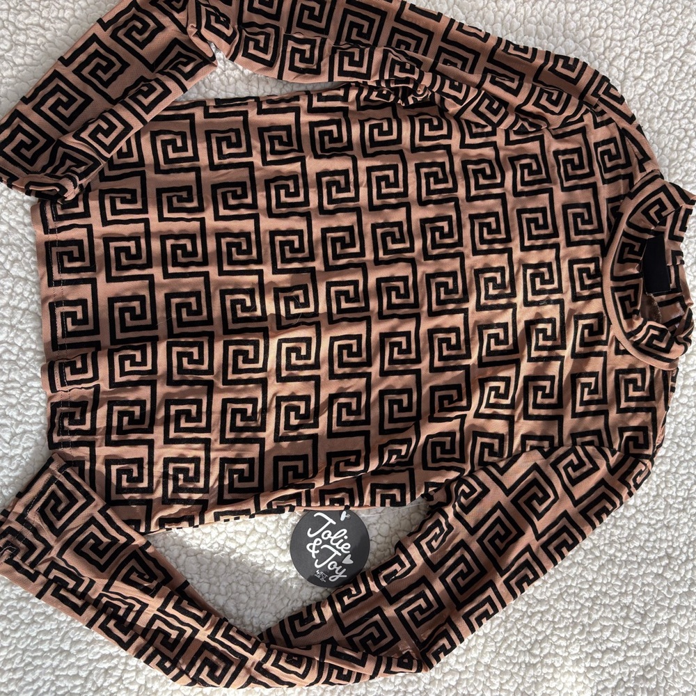Jolie Tan and Black Cowl Neck Sweater